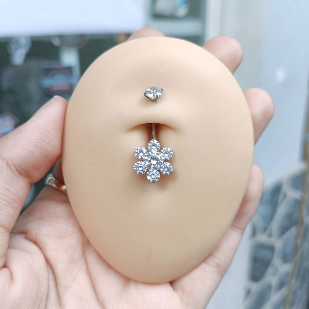 khuyên rốn hoa Titanium ASTM F136