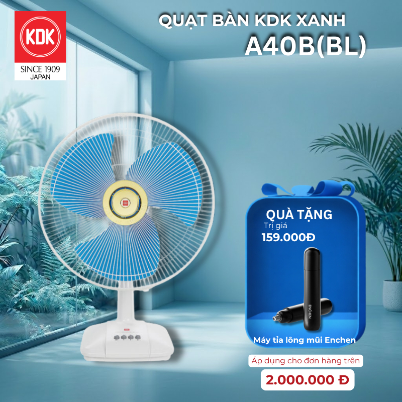 Quạt bàn Nhật 3 mức gió KDK xanh A40B(BL) - Bảo hành chính hãng 12 tháng