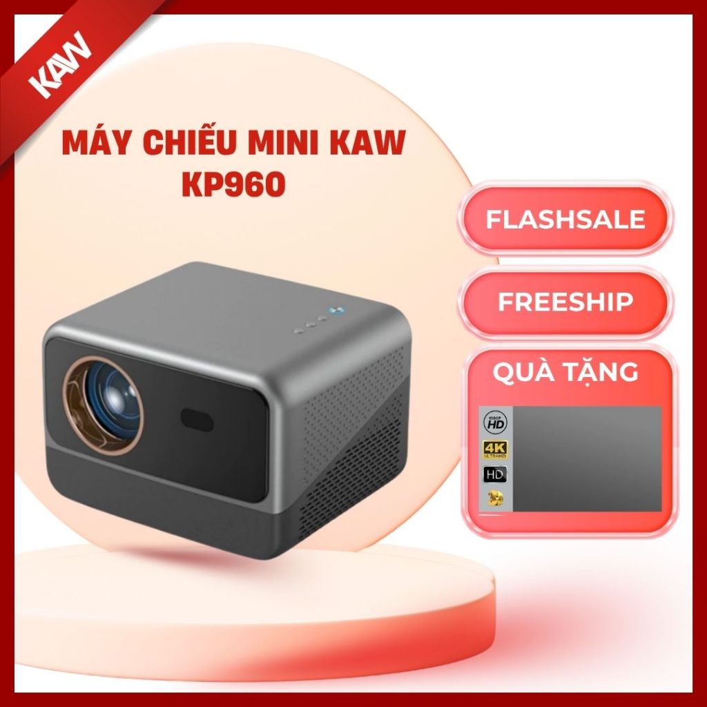 Máy Chiếu Mini KAW KP960 Hỗ Trợ 4K, Độ Sáng Cao, Hệ Điều Hành Androi 10 Bảo Hành 12 Tháng