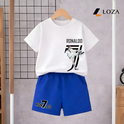 Set đồ bé trai Ronaldo (gồm áo thun+quần đùi) chất liệu thun cotton - Đồ bộ trẻ em nam cân nặng từ 15-40kg- SB649