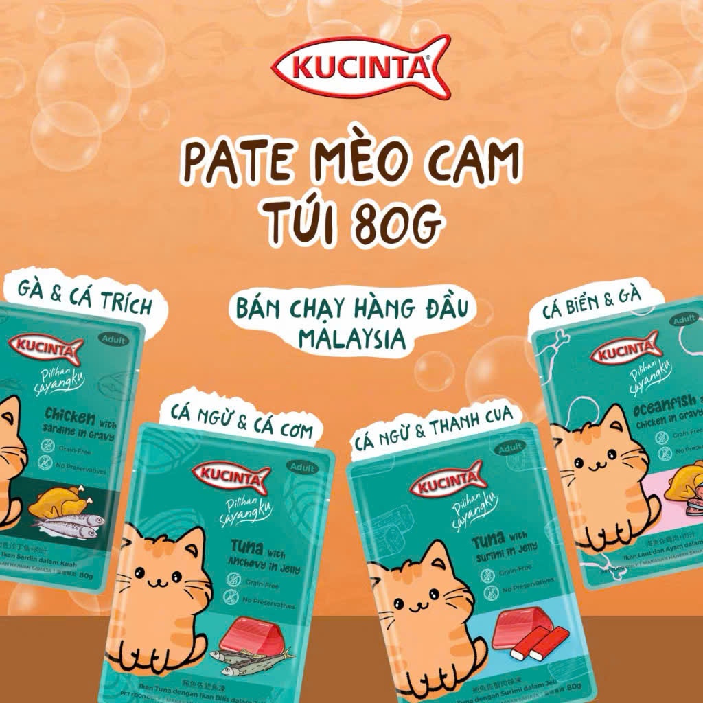 [KUCINTA] PATE KUCINTA DÀNH CHO MÈO MỌI LỨA TUỔI DINH DƯỠNG CAO - PATE THỊT THẬT - 80GR