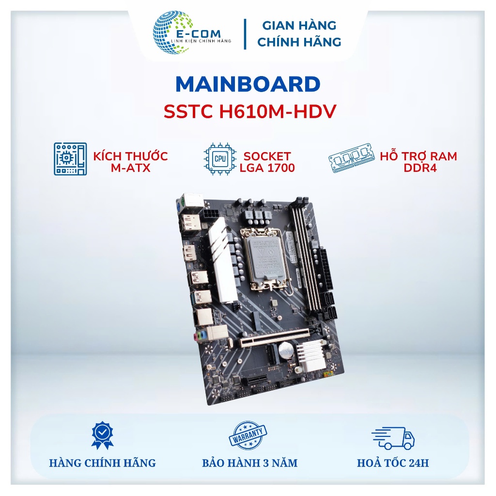 Bo mạch chủ Mainboard SSTC H610M-HDV, model: H610M-HDV