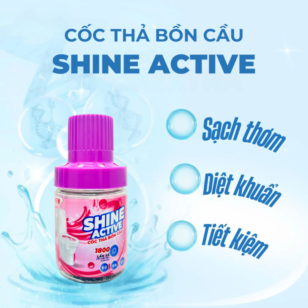 Cốc Thả Bồn Cầu SHINE ACTIVE, Lọ Thả Bồn Cầu Sạch Nhanh Chóng Thơm Lâu, Dùng Liên Tục 3 Tháng
