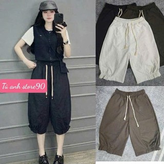 Quần ngố gấu bèo boom dáng rộng , quần ngố kaki Nhật dáng phồng lửng ống rộng nữ bigsize