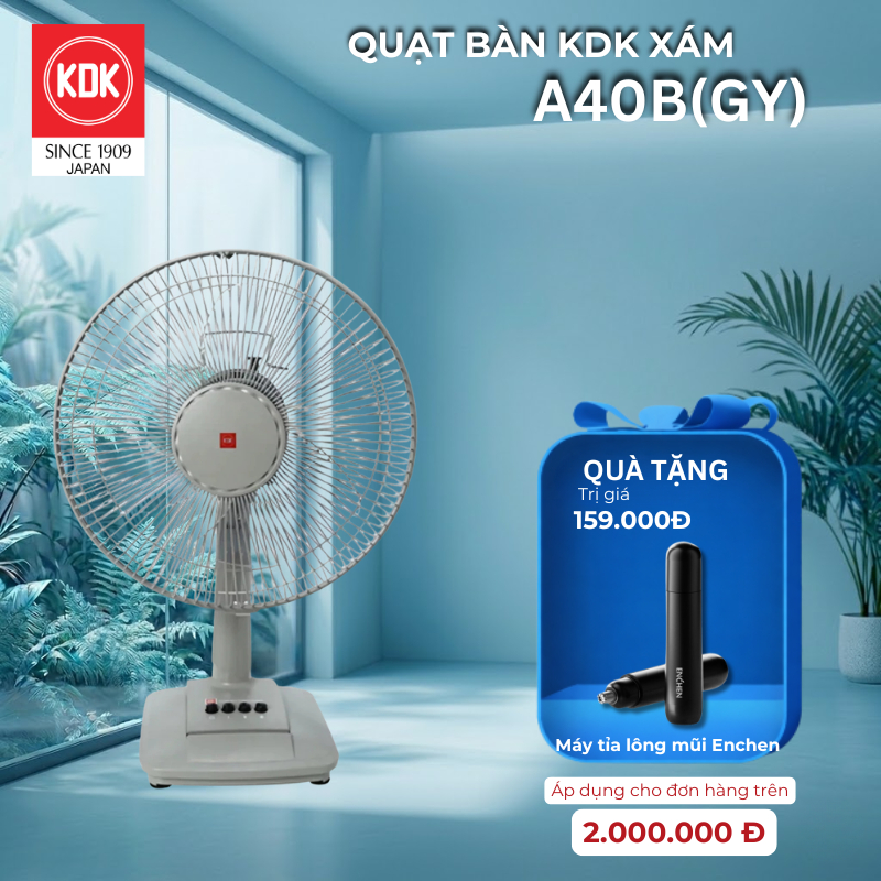 Quạt bàn Nhật 3 mức gió (50W) KDK vàng A40B(GY) - Bảo hành chính hãng 24 tháng