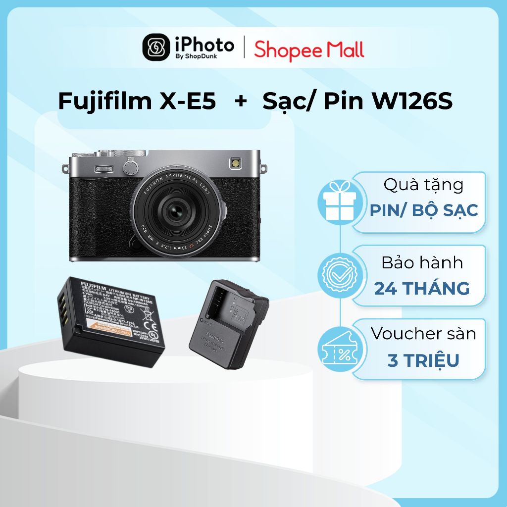 Máy Ảnh Fujifilm X-E5 Chính Hãng - Mirrorless 40.2MP | Quay 4K Bảo Hành 2 Năm | Tặng Sạc/ Pin W126S