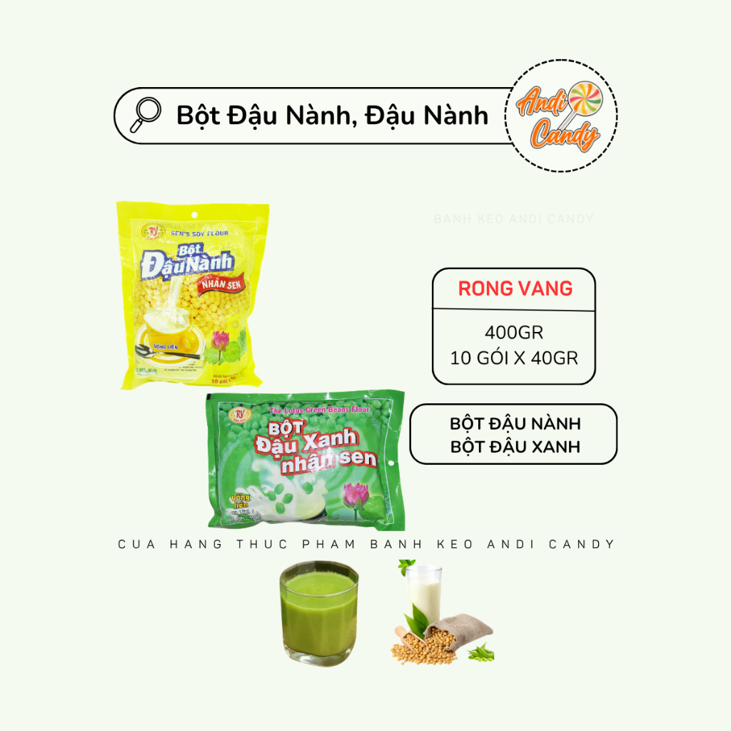 Bột Đậu Xanh Đậu Nành Hoà Tan Thơm Ngon 10 Gói