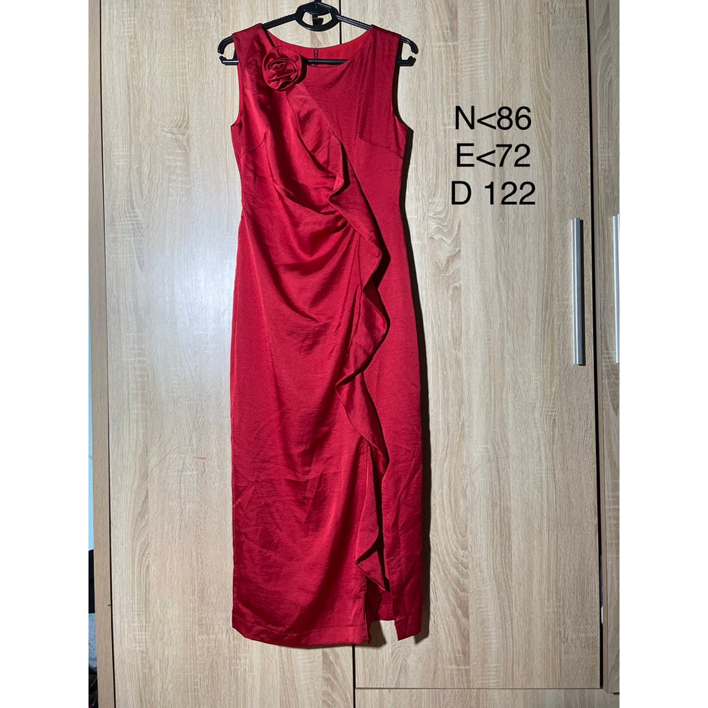 Đầm dạ hội lụa đỏ 2 lớp (M15)