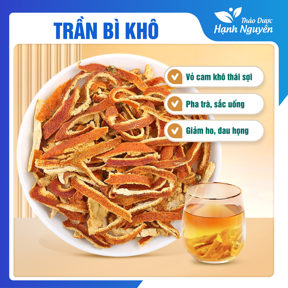 Trần bì 100g, vỏ quýt, vỏ cam khô, giảm ho, tiêu đờm, đau họng, đầy bụng, khó tiêu, tốt cho tiêu hoá