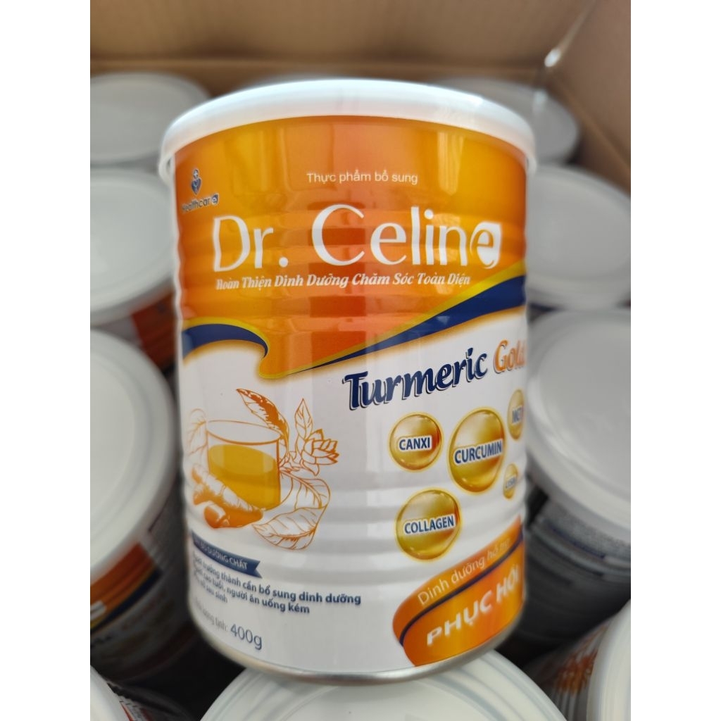(Sỉ và Lẻ)  Sữa nghệ Dr. Celine Tumeric Gold lon 400gr (Mẫu Mới)