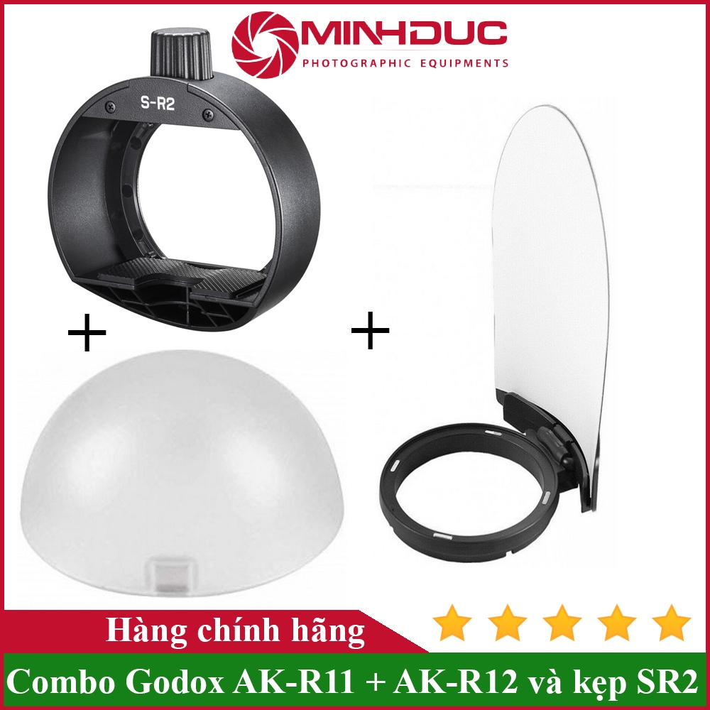 Combo tản sáng Godox AK-R11, AK-R12 và đế nam châm SR2 Hàng chính hãng