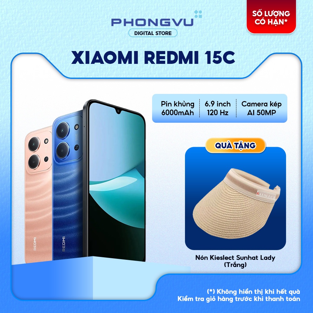 Điện thoại Xiaomi Redmi 15C - 6.9 inch 120Hz - Helio G81 Ultra - Pin 6000mAh - Bảo hành 18 tháng