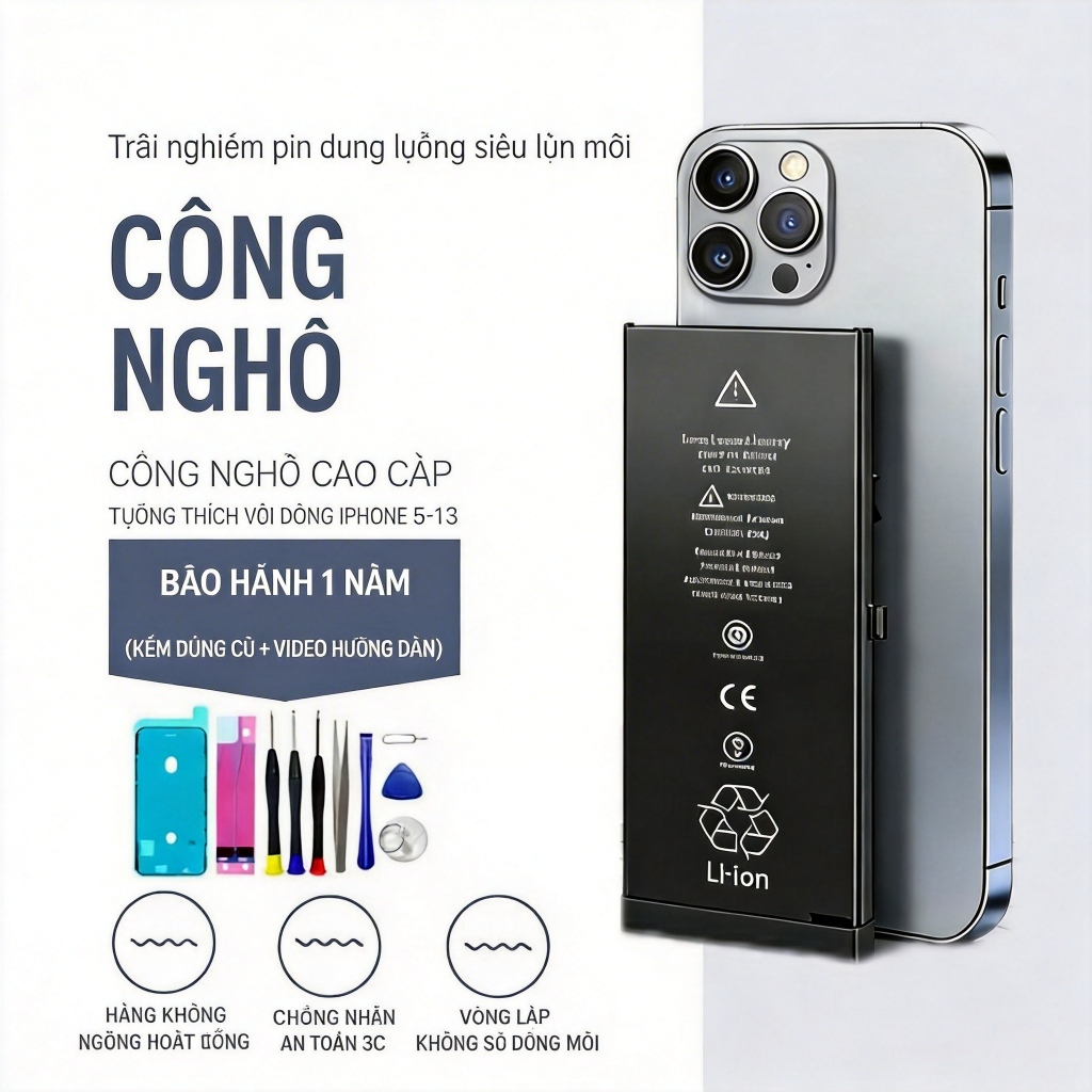 Pin hiệu suất cao iPhone11 series, thời lượng pin dung lượng cao, độ bền chu kỳ, hỗ trợ sạc nhanh bả