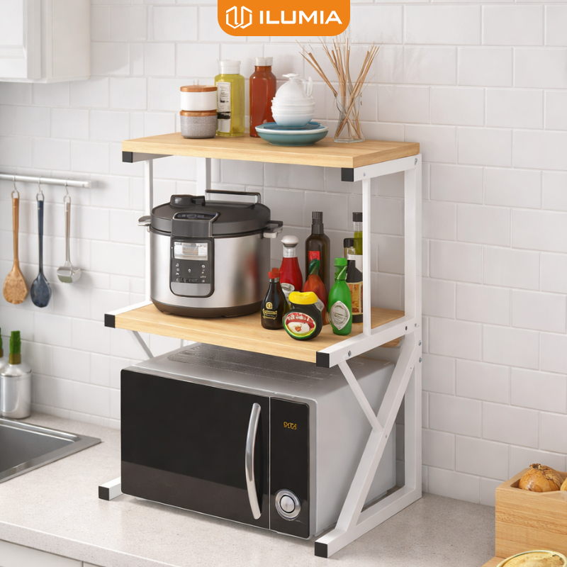 Kệ máy in để bàn Kệ lò vi sóng khung sắt thương hiệu ILUMIA - GM02