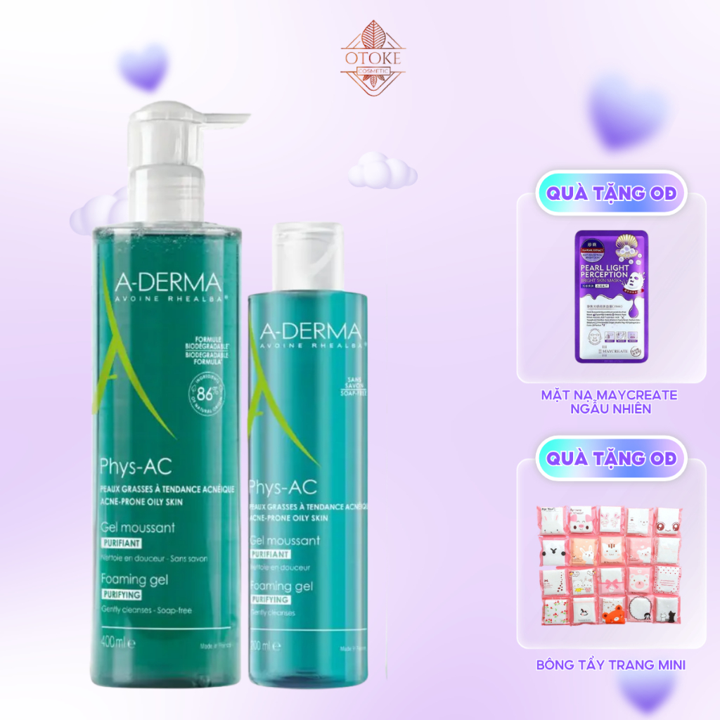 Sữa rửa mặt Aderma CHÍNH HÃNG PHÁP. A - Derma sữa rửa mặt dành cho da dầu, da mụn, da nhạy cảm ( MẪU