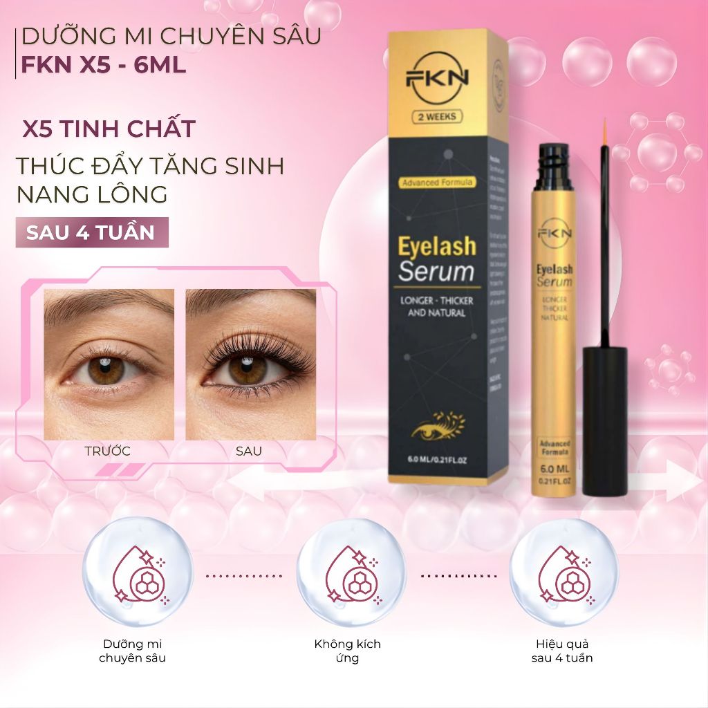 [HOT 2026] Dưỡng Mi Chuyên Sâu FKN X5 - 6ml | X5 Tinh Chất – Phục Hồi Tận Gốc, Dài Mi Đột Phá