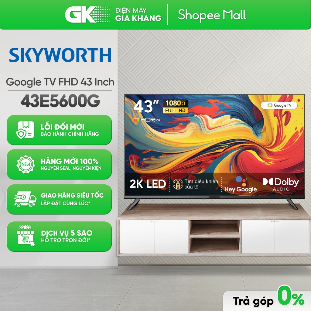 Google Tivi Skyworth Full HD 43 Inch 43E5600G [Toàn Quốc]