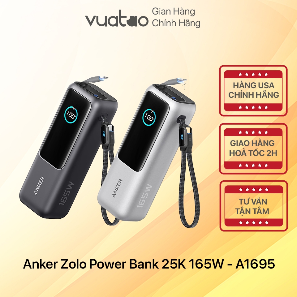 [HOẢ TỐC] Pin dự phòng Anker Zolo Power Bank 25000mAh 165W - A1695