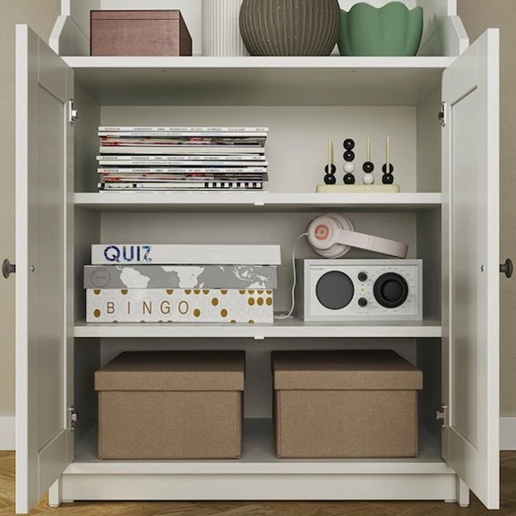 [FURNI HOME] BAHIA, COMBO Tủ lưu trữ kết hợp tủ trưng bày cửa kính, 245x46x116cm, tủ gỗ