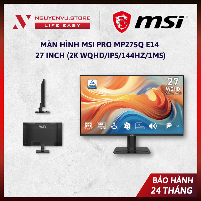 [CHÍNH HÃNG] Màn Hình MSI PRO MP275Q E14 27 Inch (2k WQHD/IPS/144Hz/1ms) - BẢO HÀNH 2 NĂM