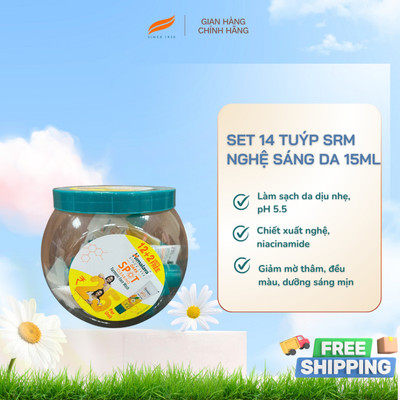 [HB- Gift] Hộp 14 tuýp sữa rửa mặt nghệ dưỡng sáng da Himalaya Dark Spot Treatment Turmeric Face Wash 15ml/ tuýp