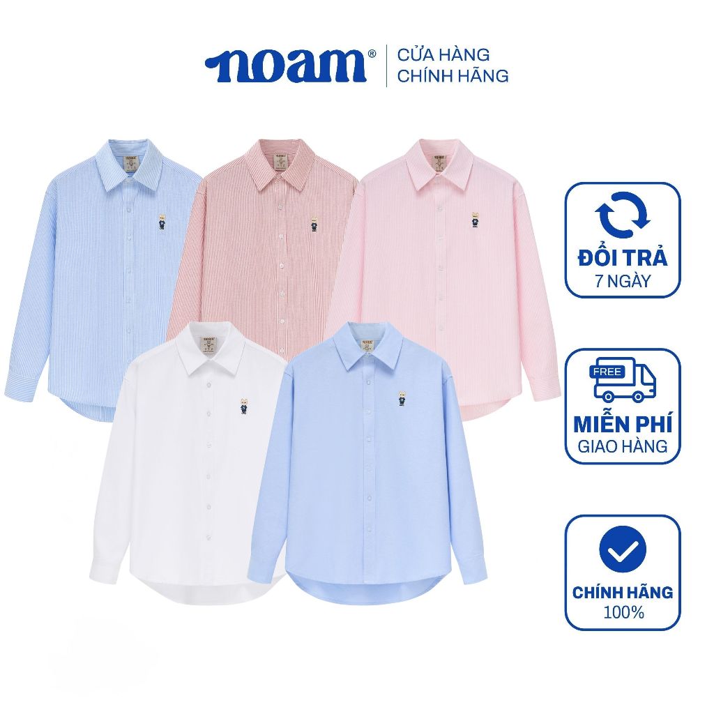 Áo Sơ Mi Dài Tay NOAM Nafox Oxford - Màu Trắng/ Xanh/ Tím/ Be/ Hồng/ Kẻ Hồng/ Kẻ Đỏ/ Kẻ Xanh/ Kẻ Tím