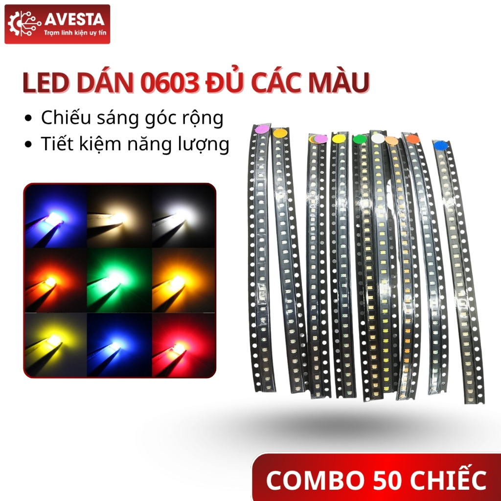0603 LED dán 0603 đủ màu combo 50 con avesta