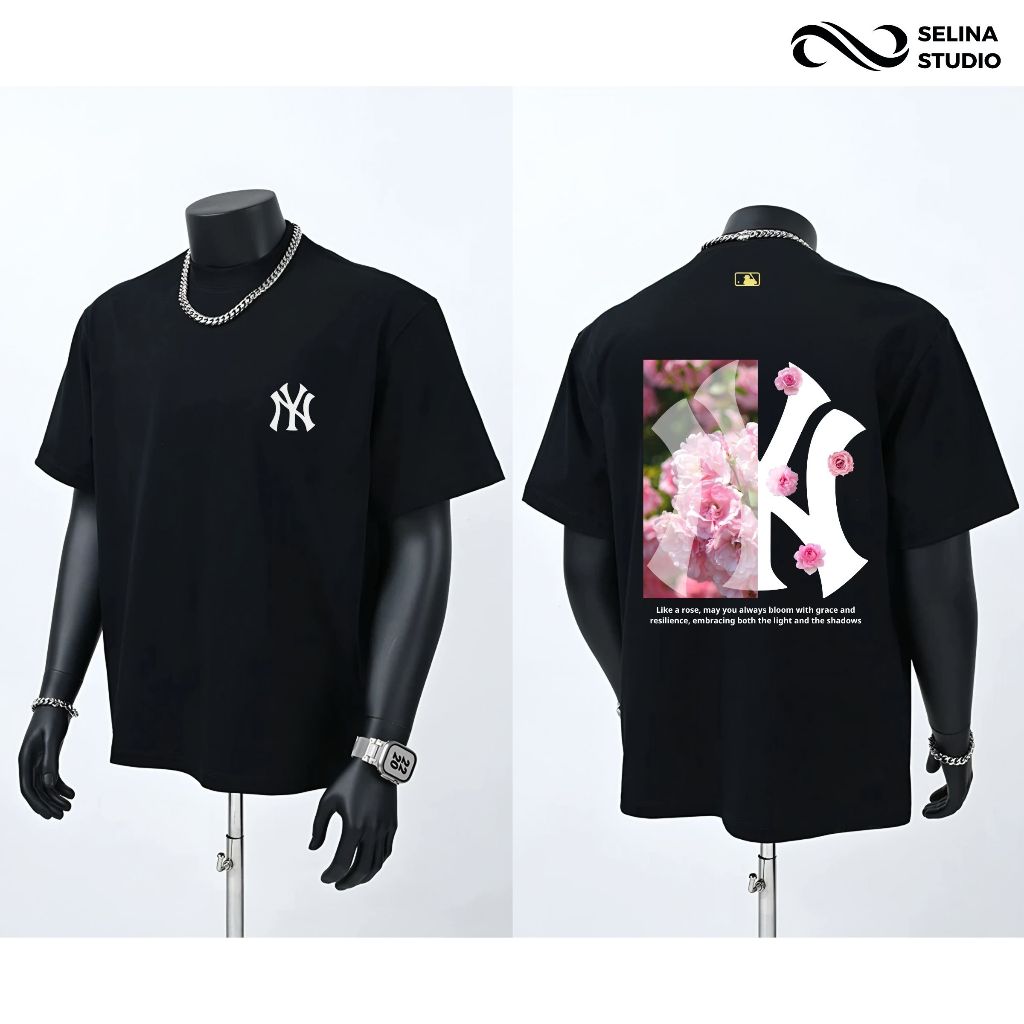 Áo Thun NY Hoa Hồng Unim Fashion Form Rộng Unisex Vải Cotton 250gsm Phong Cách Hàn Quốc