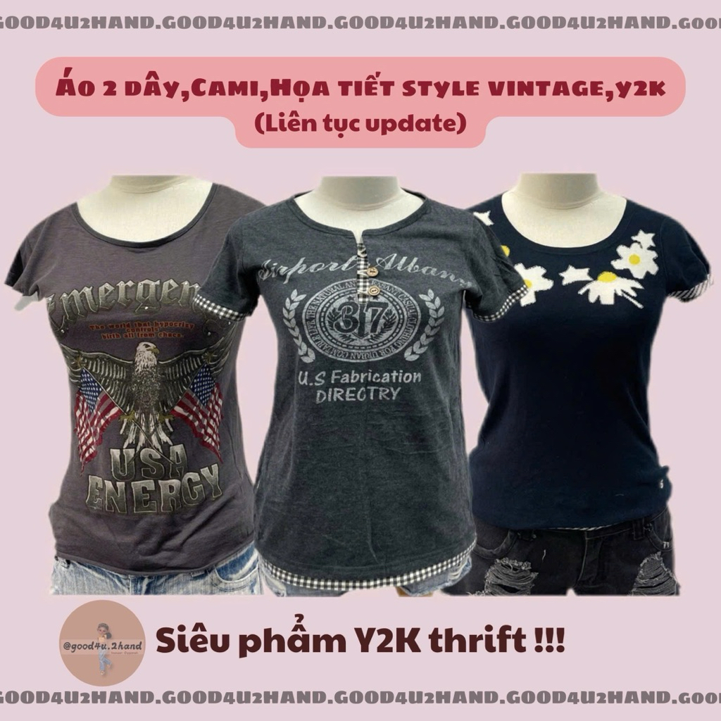 [Update 27/3/2026](2hand)-Áo y2k,2s,Cami,Hoạ tiết vintage style y2k form ôm dáng