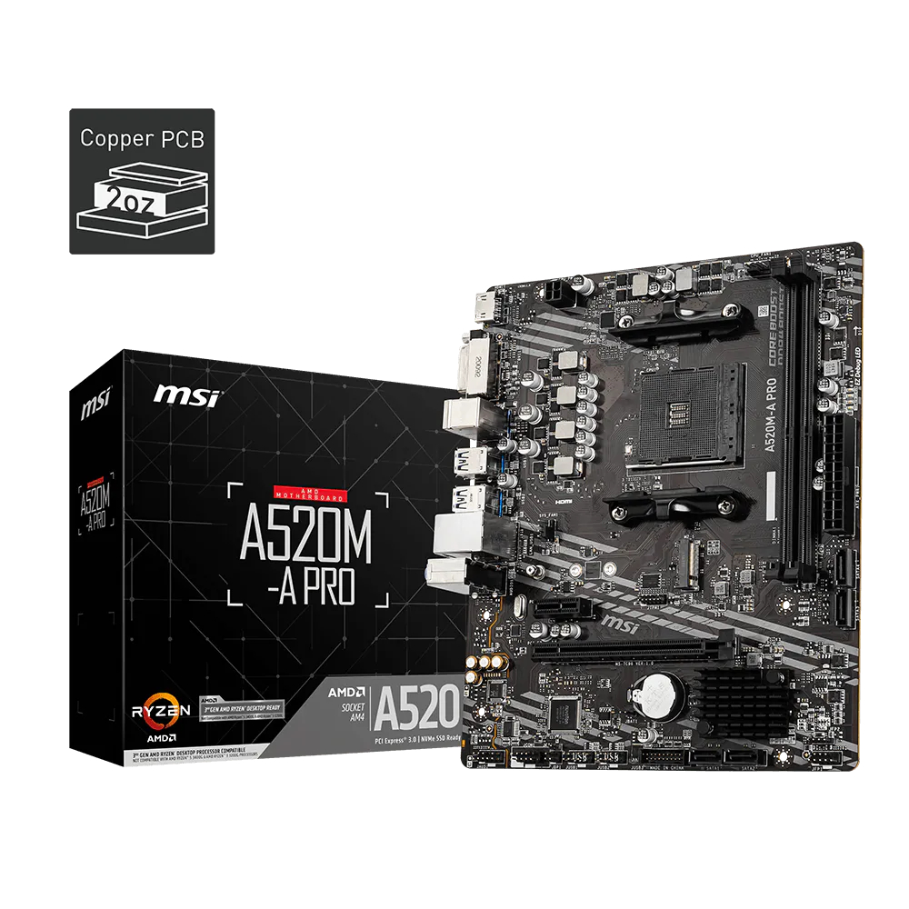 Mainboard MSI A520M-A PRO DDR4 AM4 - Hàng chính hãng