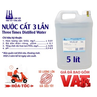 Nước cất siêu tinh khiết can 5l