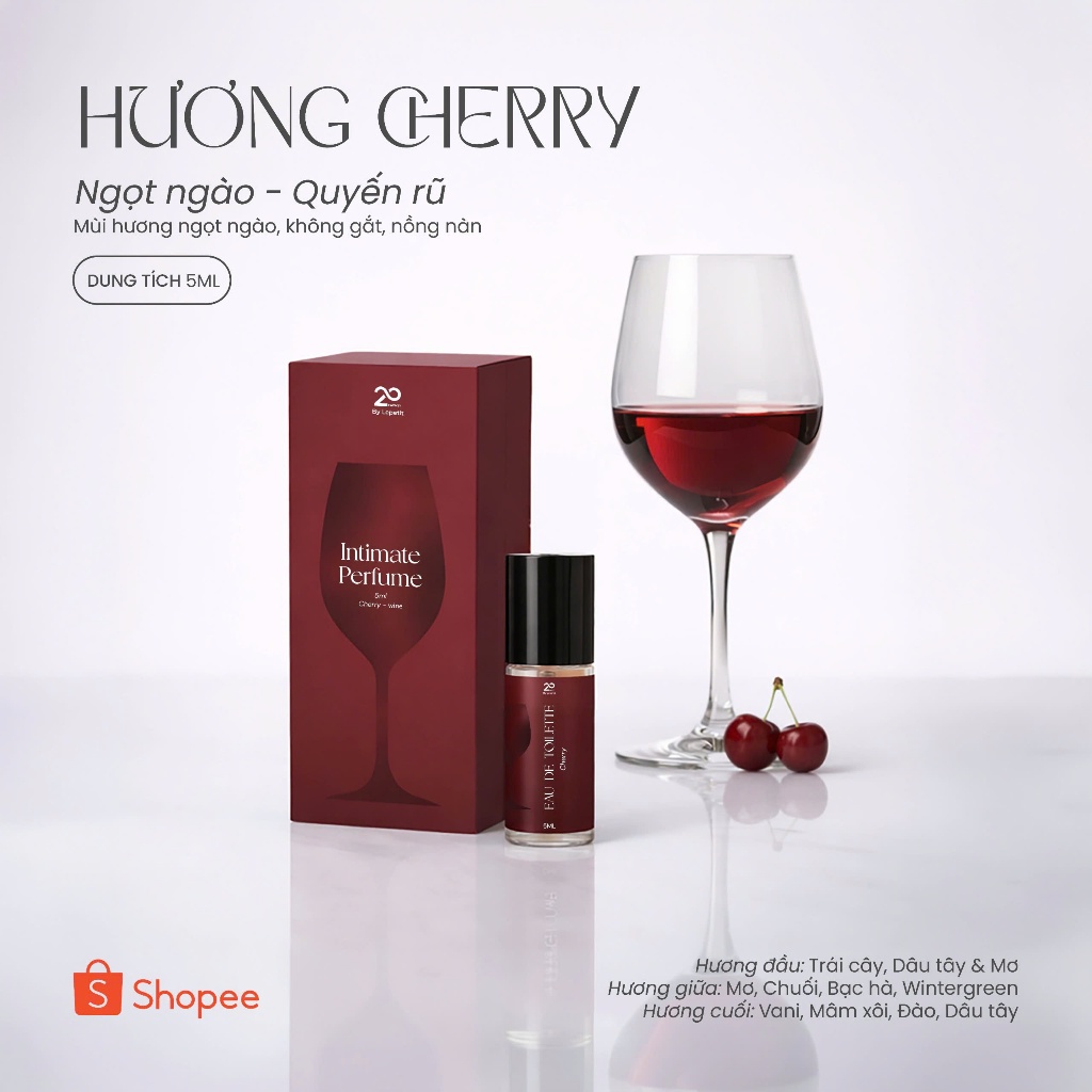 Nước hoa vùng kín nữ Twenty by Lepetit hương Lost Cherry 5ml – Lưu hương lâu, quyến rũ, tự tin