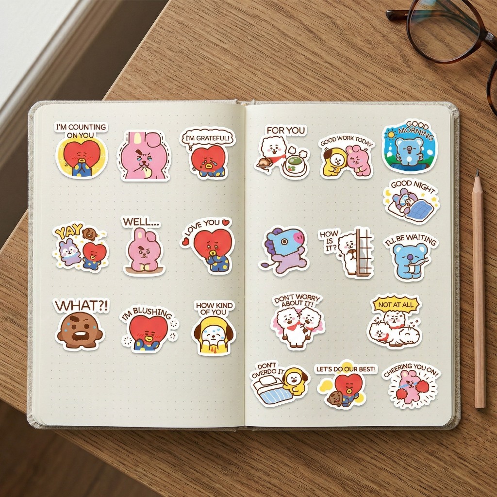 Set 40 sticker BT21 Adorably Fluffy CHỐNG NƯỚC TooYoo ST0005