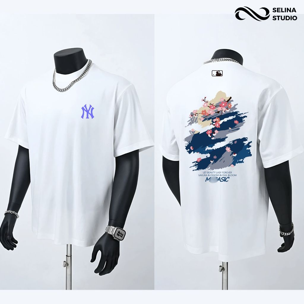 Áo Thun NY Sakura Unim Fashion Áo Thun Unisex Form Rộng Phong Cách Hàn Quốc Cotton 100% SelinaStudio