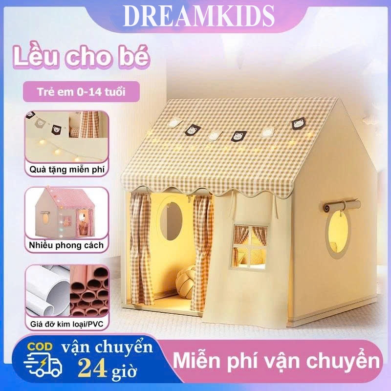 Lều Chơi Cho Bé Trong Nhà, Lều Công Chúa Hoàng Tử, Gấp Gọn, Khung Thép Chắc, Vải Dày Cao Cấp