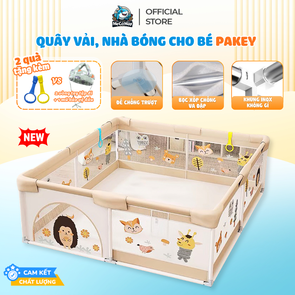 Quây Bóng Cho Bé Pakey, Khung Quây Inox Dày Dặn Chắc Chắn Có Xốp Chống Va Đập Bảo Vệ An Toàn Cho Bé