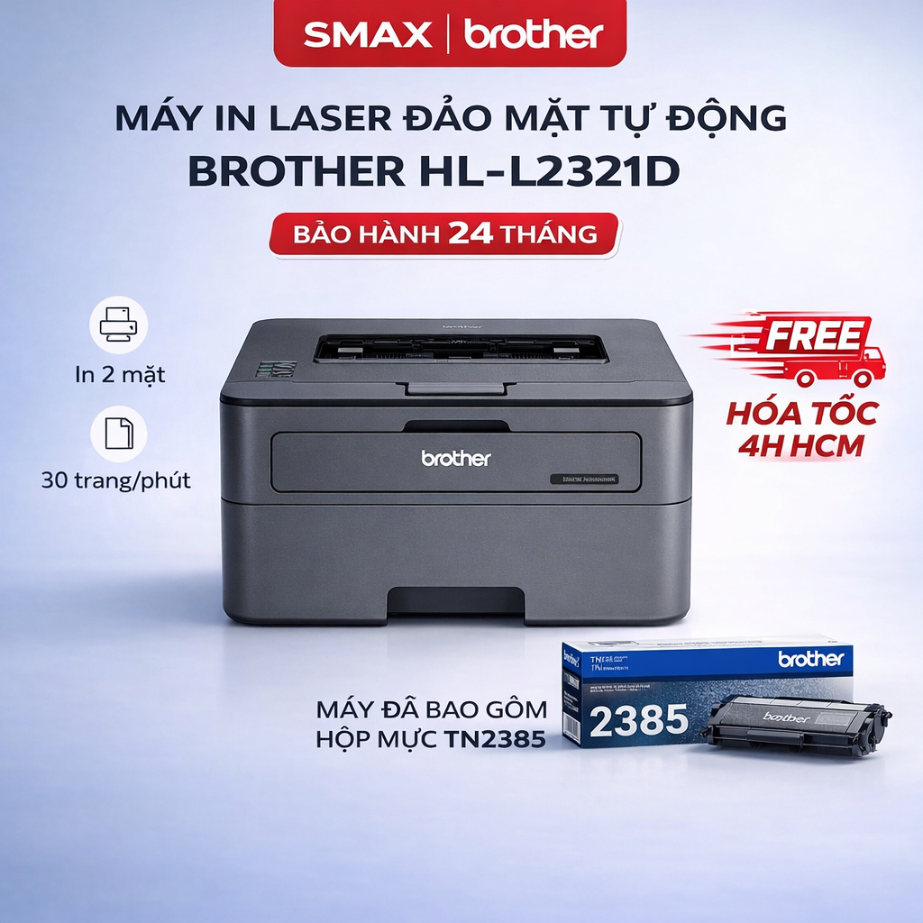 Máy in 2 mặt tiết kiệm mực cho học tập, văn phòng nhỏ - Brother HL-L2321D