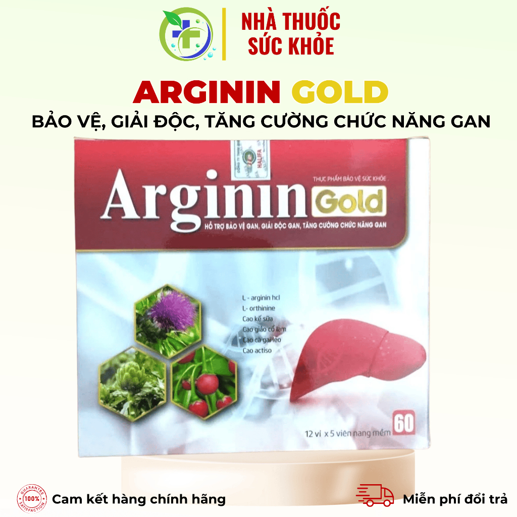 Arginin gold - Bảo vệ gan, giải độc gan, tăng cường chức năng gan (H/60 viên)