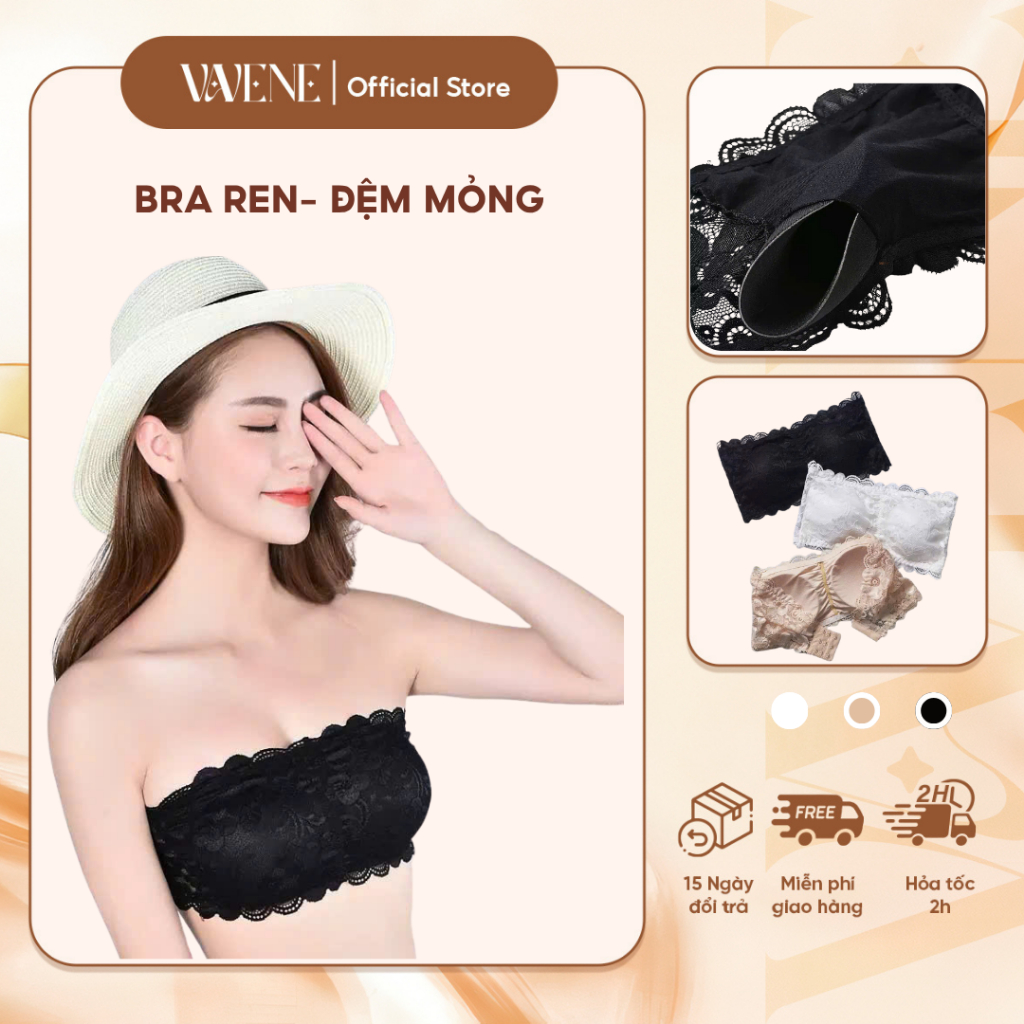 ÁO BRA BR1060 QUÂY REN HOA KHÔNG DÂY ĐỆM MỎNG CHỐNG TỤT HỞ VAI CHẤT SIÊU ĐẸP