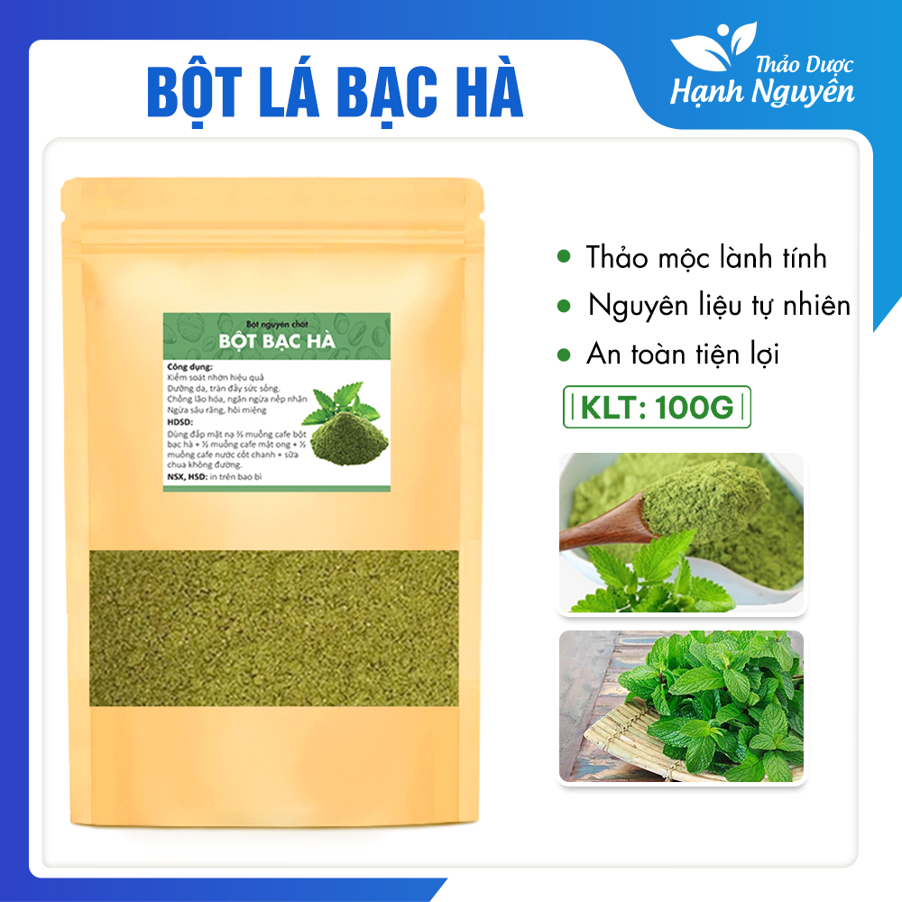 Bột bạc hà sấy lạnh 100g, nguyên chất, thơm, mịn - Thảo Dược Hạnh Nguyên