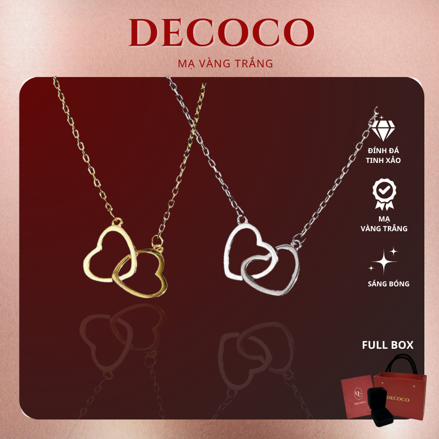 Dây chuyền nữ DECOCO ACC Saranghae hai trái tim lồng vào nhau DECOCO ACC ACCESSORIES