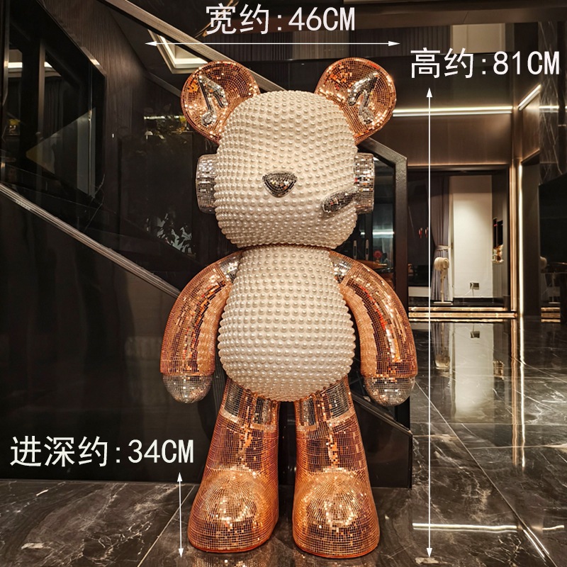 [SIZE 50cm] Tượng Gấu BearBrich DJ  Có Loa Bluetooth, đính ngọc trai decor phòng khách Mod Decor