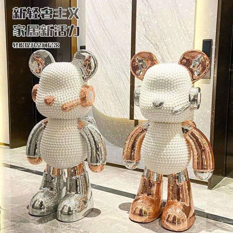 [SIZE 50cm] Tượng Gấu BearBrich DJ  Có Loa Bluetooth, đính ngọc trai decor phòng khách TH Decor