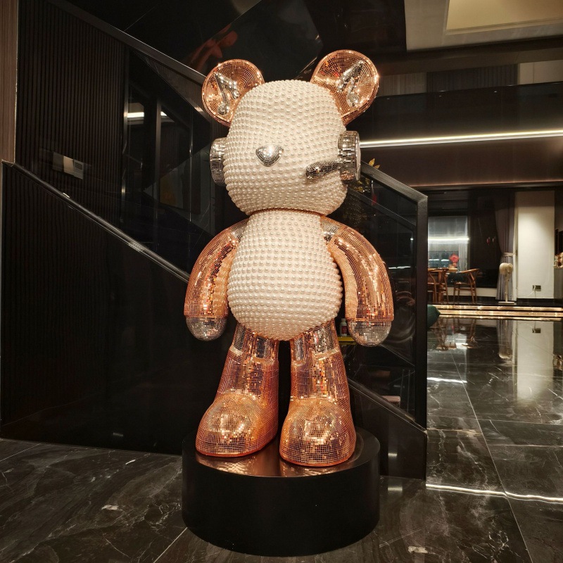 [HỎA TỐC HÀ NỘI - SIZE 50cm] Tượng Gấu BearBrich màu HỒNG DJ  Có Loa Bluetooth, đính ngọc trai decor