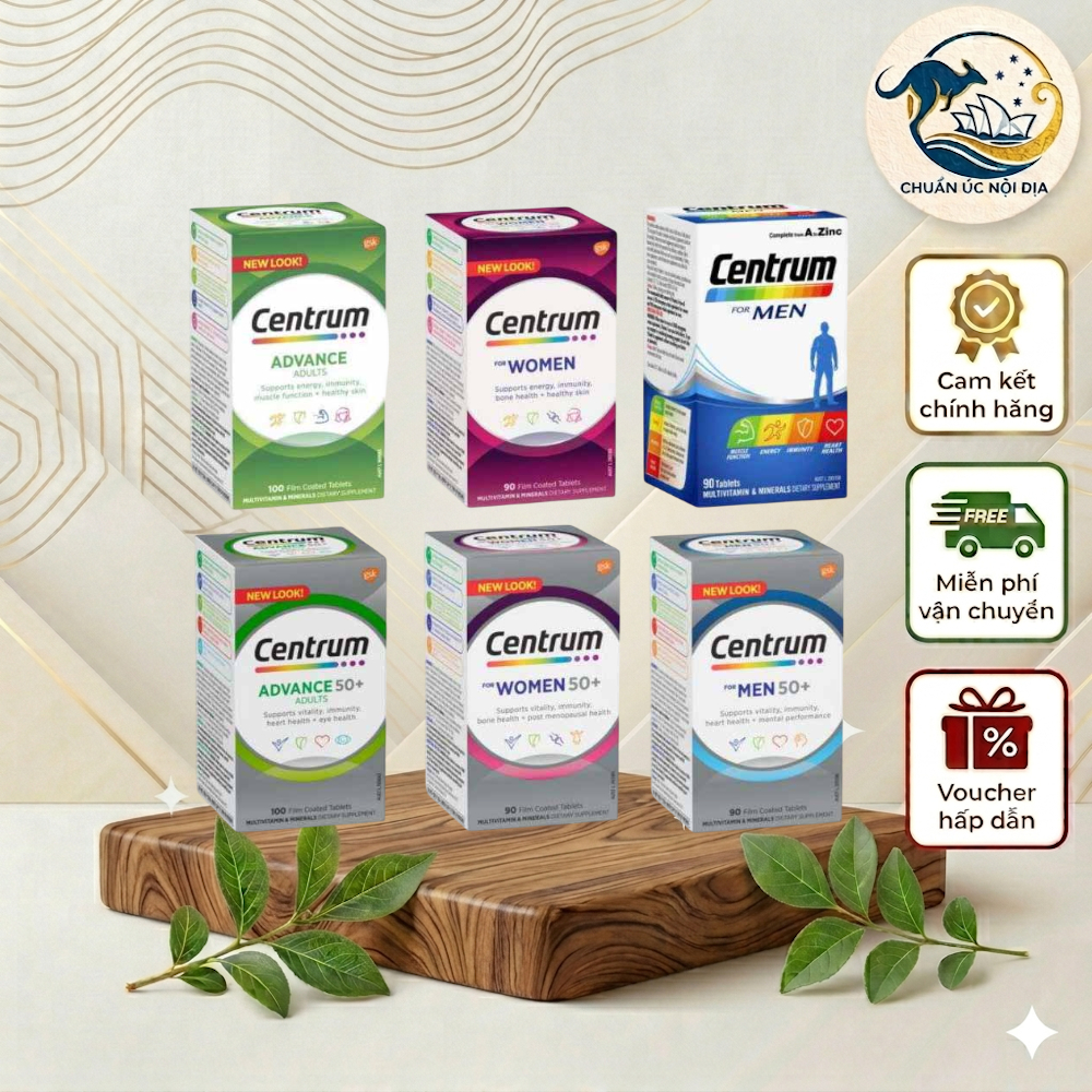 Vitamin tổng hợp Centrum Advance For Adults, Centrum Men, Centrum Women 50+ dành cho người lớn tuổi 