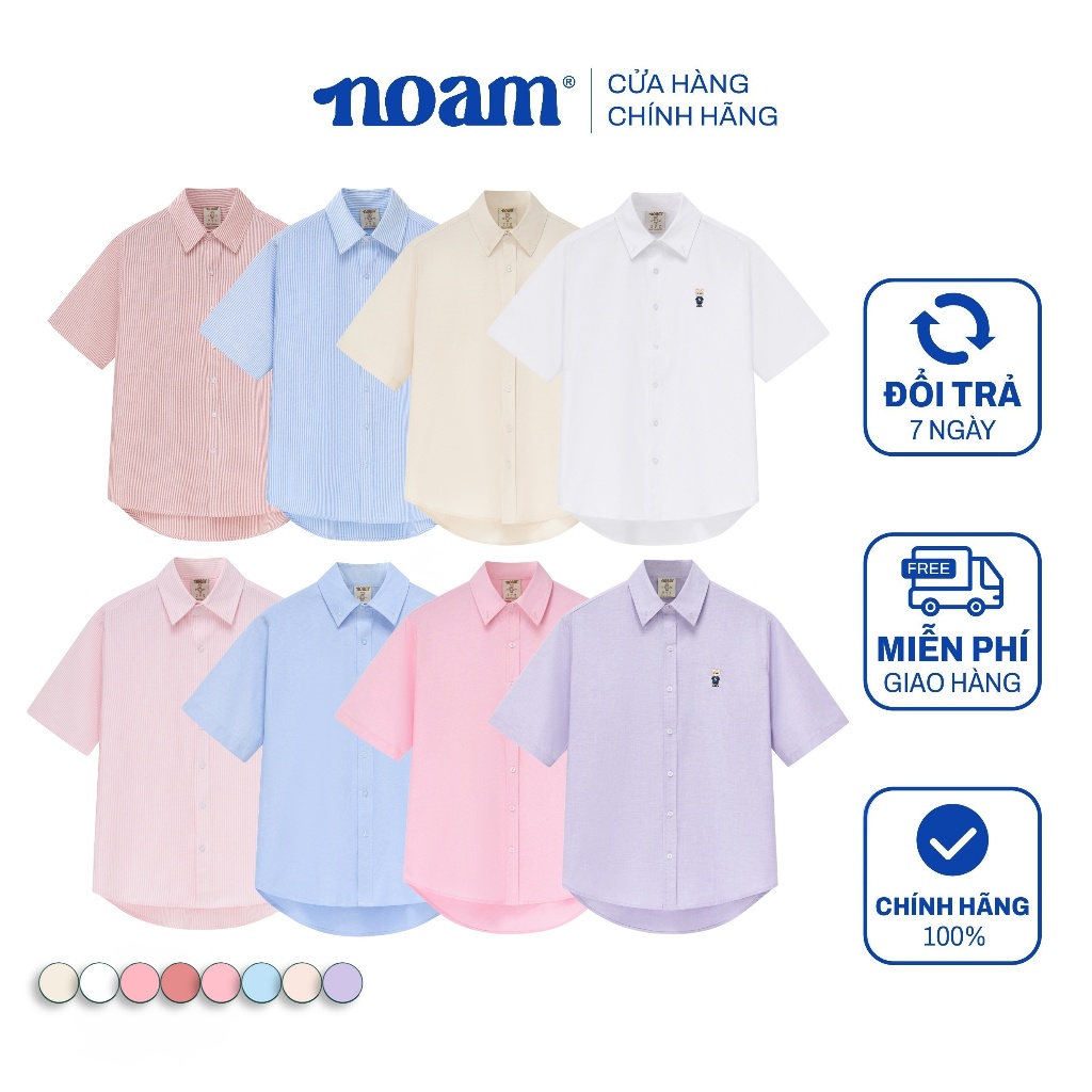 Áo Sơ Mi Ngắn Tay Form rộng NOAM Oxford - Màu trắng/ xanh/ hồng kẻ sọc/ đỏ kẻ sọc/ xanh kẻ sọc