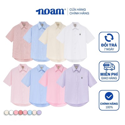 Áo Sơ Mi Ngắn Tay Form rộng NOAM Oxford - Màu trắng/ xanh/ hồng kẻ sọc/ đỏ kẻ sọc/ xanh kẻ sọc