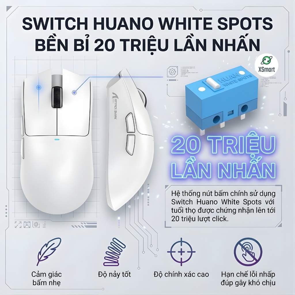Chuột Gaming Không Dây Attack Shark X11SE 3 Mode Kết Nối Chip PAW3311 22000 DPI Pin Sạc Switch Huano | BigBuy360 - bigbuy360.vn