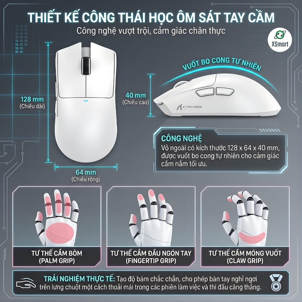Chuột Gaming Không Dây Attack Shark X11SE 3 Mode Kết Nối Chip PAW3311 22000 DPI Pin Sạc Switch Huano | BigBuy360 - bigbuy360.vn