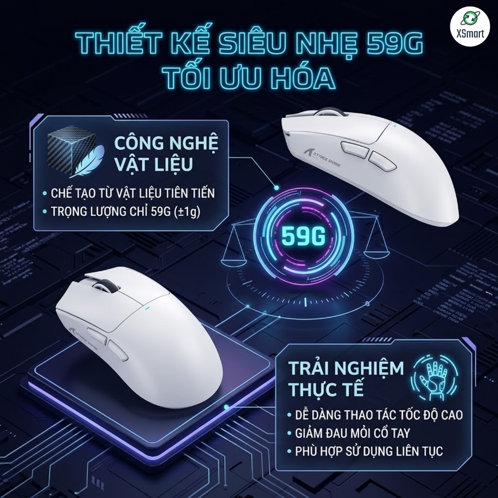 Chuột Gaming Không Dây Attack Shark X11SE 3 Mode Kết Nối Chip PAW3311 22000 DPI Pin Sạc Switch Huano | BigBuy360 - bigbuy360.vn